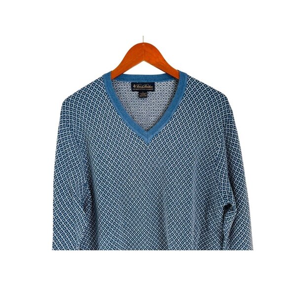 Brooks Brothers Cotton/Cashmere Sweater in Blue Diamond Pattern - Picture 3 of 8